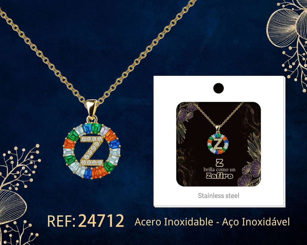 Colgante letra Z chapado en oro de 14K con circonita - Joyería personalizable en oro