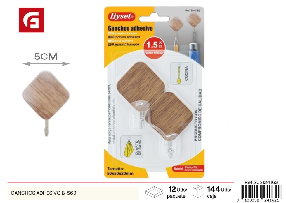 Ganchos adhesivos B-569 de estilo madera - Accesorios de ferretería y colgadores
