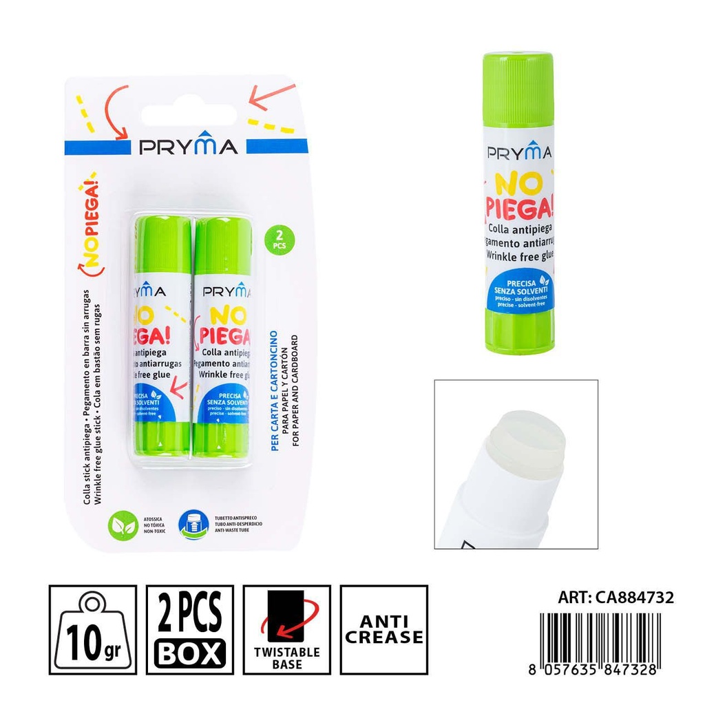 Pegamento en barra sin arrugas 10g 2 piezas - Utensilios de pegado escolar