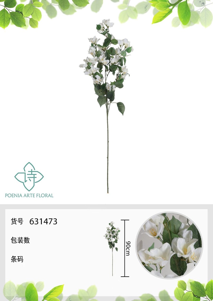 Vara de triángulo de flores artificiales 90 cm - Flores artificiales decorativas