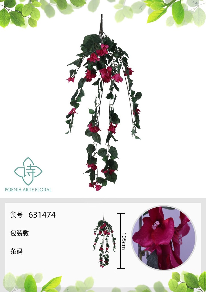 Vara de triángulo colgante 105 cm - Flores artificiales decorativas