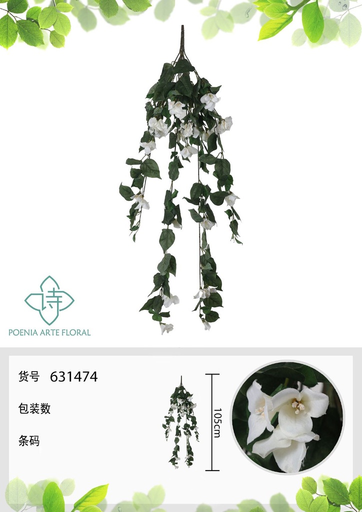 Vara de triángulo colgante 105 cm - Flores artificiales decorativas