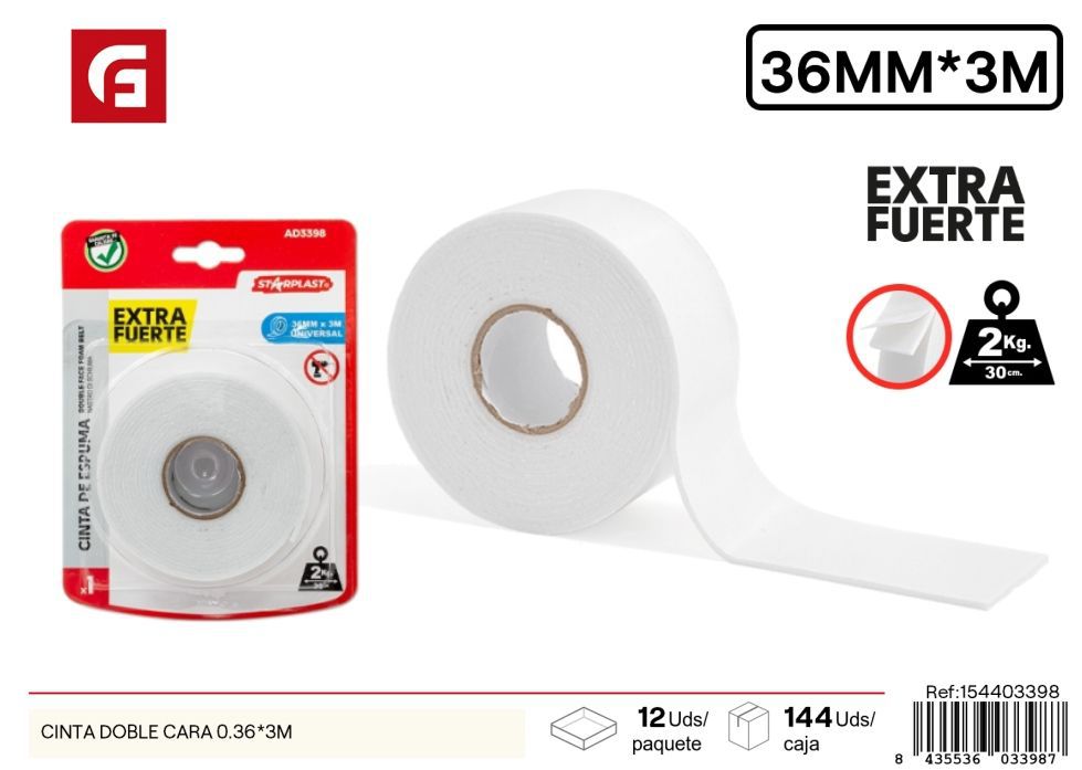 Cinta doble cara 0.36*3 m - Adhesivos y herramientas