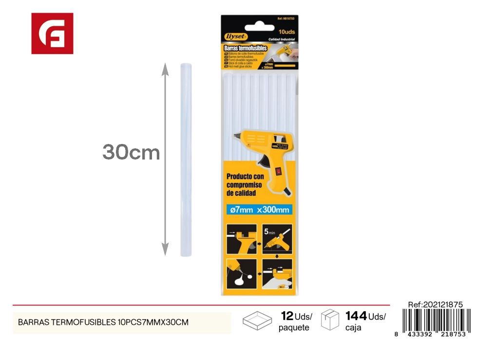 Barras termofusibles 10 piezas 7 mm x 30 cm - Herramientas de ferretería y pistolas de silicona