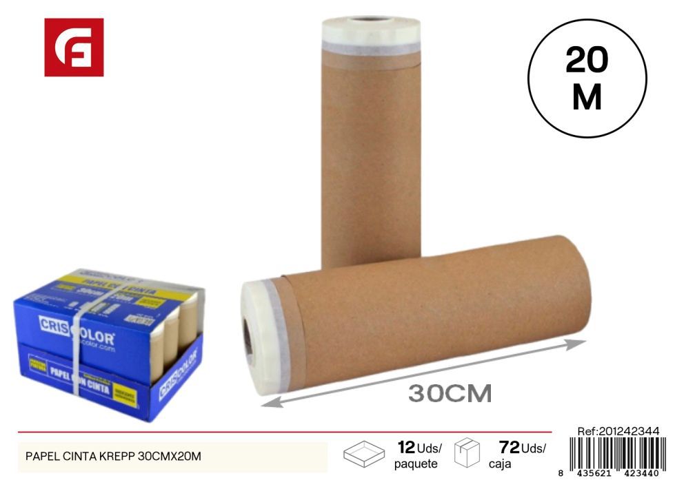 Papel cinta krepp 30 cm x 20 m - Protección y pintura