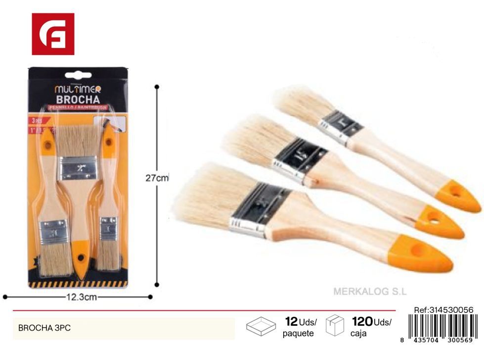 Brocha 3 piezas - Pintura y accesorios