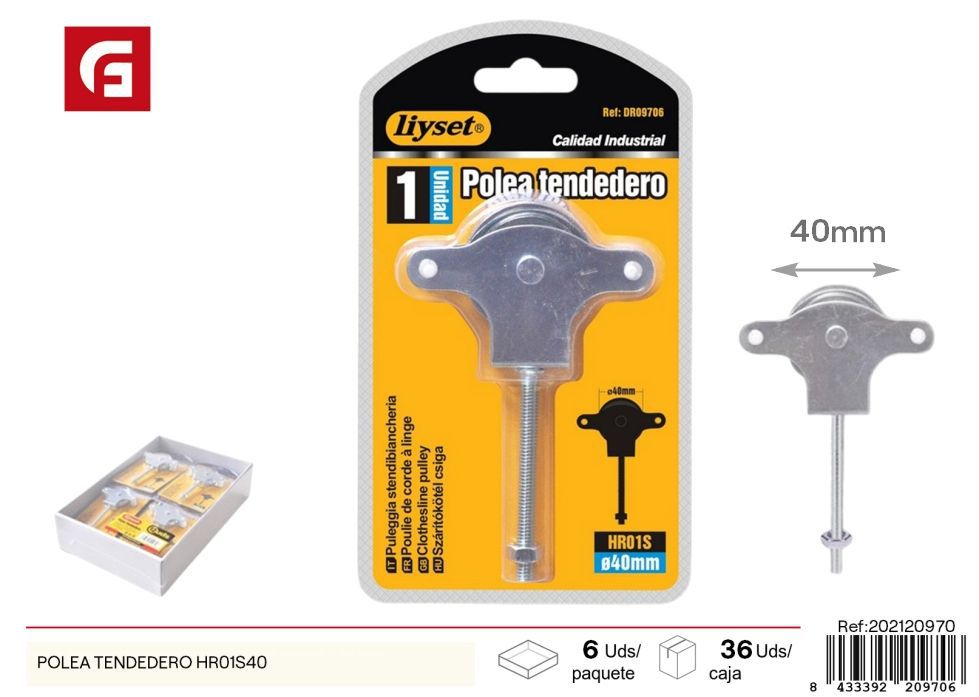 Polea para tendedero HR01S40 galvanizada - Accesorios de ferretería y poleas