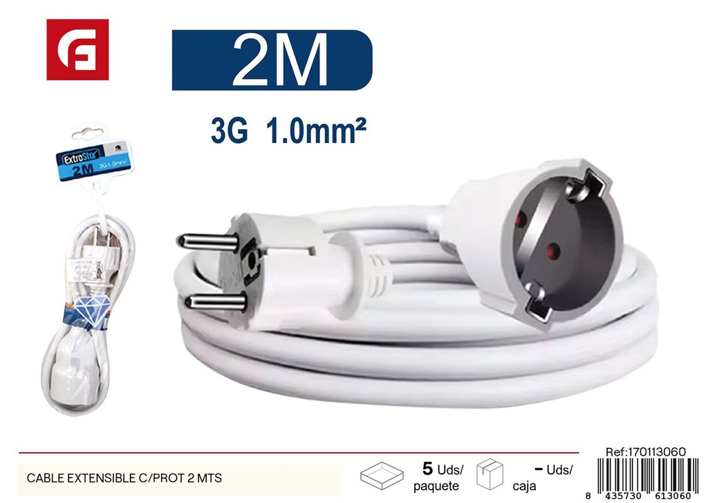 Cable extensible con protección 2 m - Suministros eléctricos y alargadores