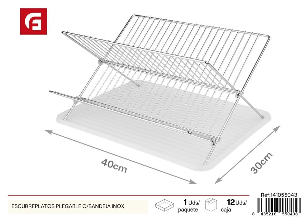 Escurridor de platos plegable con bandeja de inoxidable - Utensilios de cocina