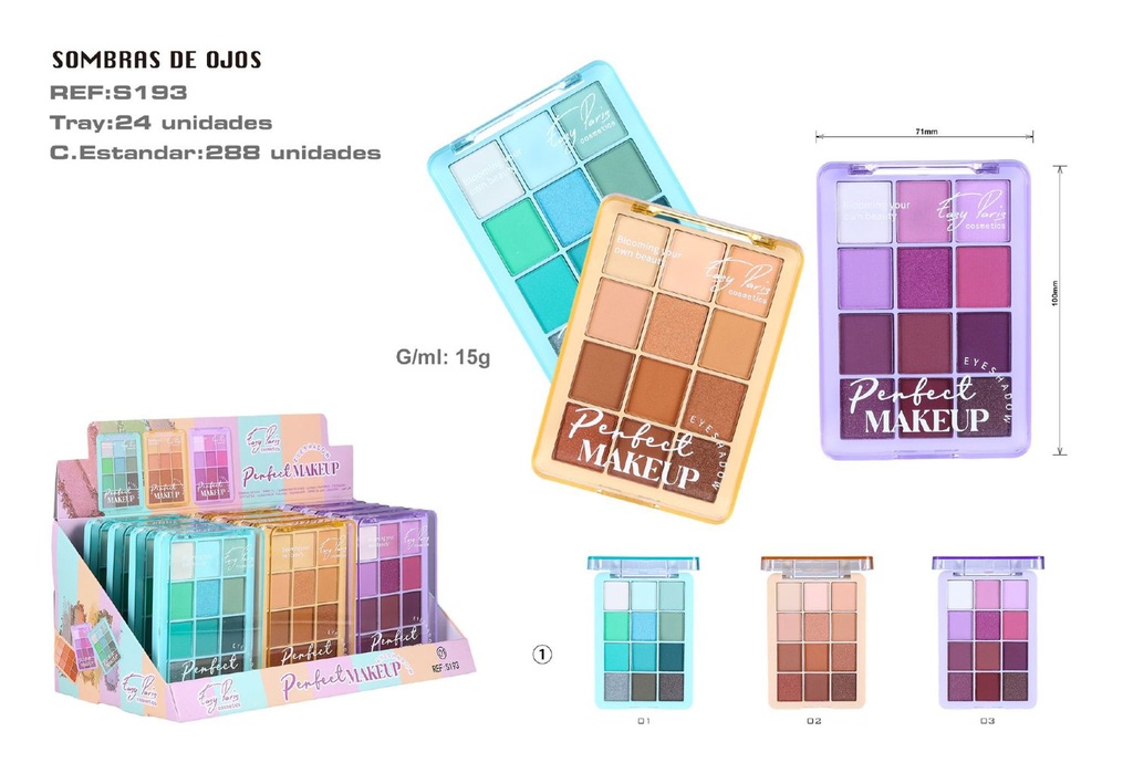 Pala de sombras de ojos "Eyeshadow" 12 Unidades