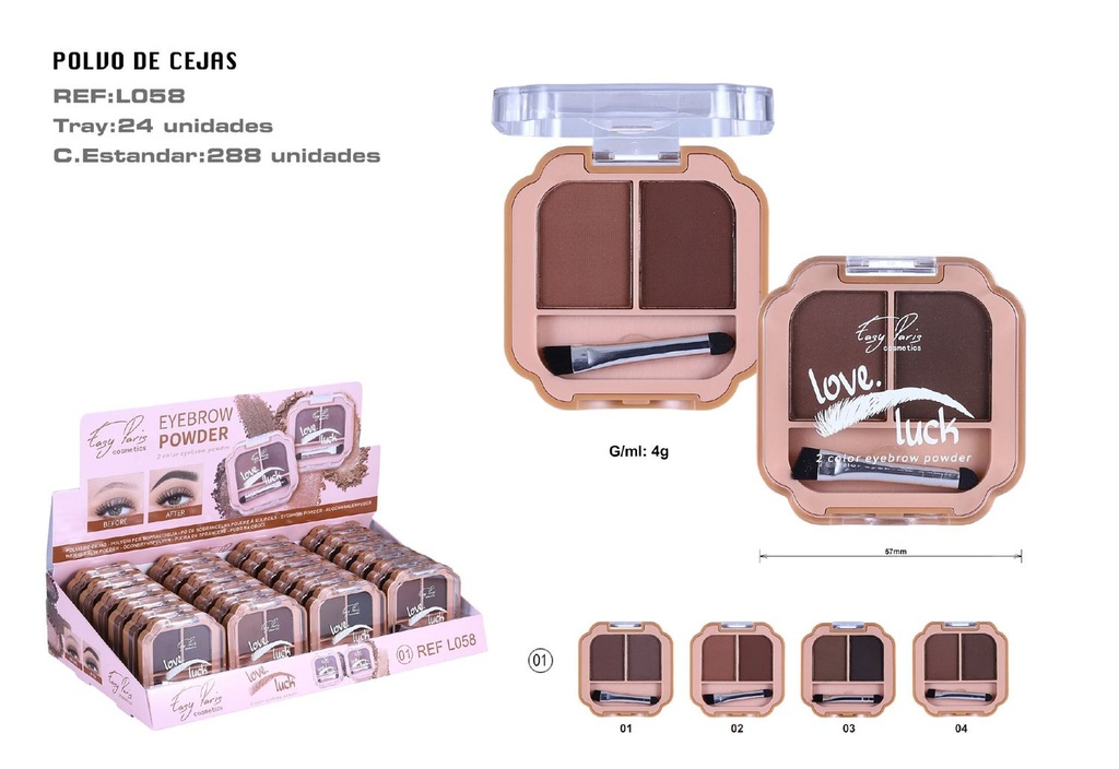 Polvo para cejas 24 Unidades - Lápiz y polvo para cejas