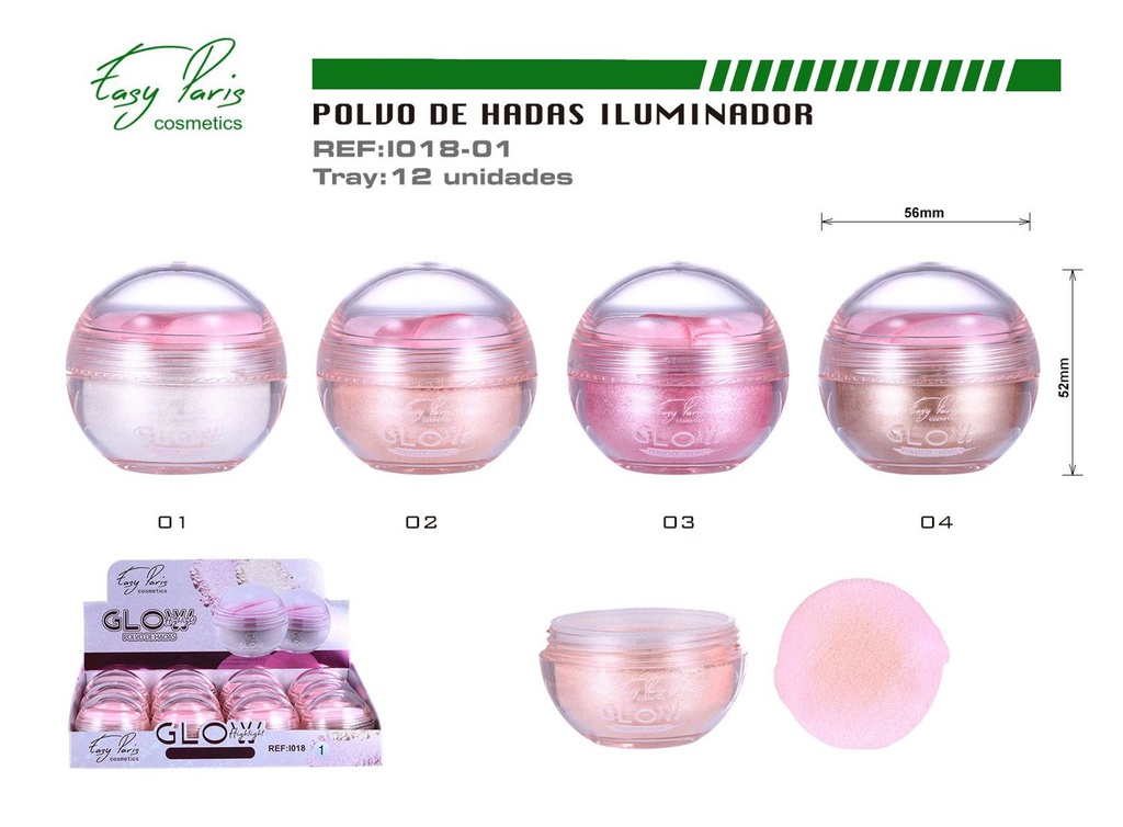 Polvo de Hadas "Glow Highlight" 12 Unidades - Iluminador facial