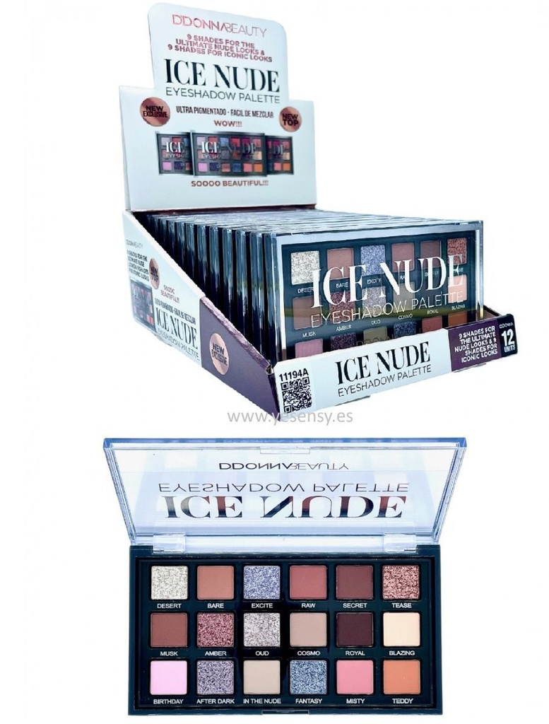 Pala de sombras de ojos "Ice Nude" 12 Unidades - Cosméticos variados