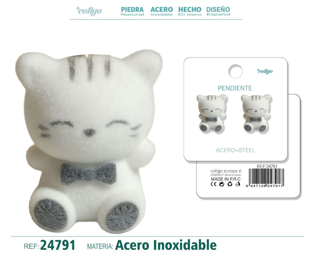 Pendiente de terciopelo con accesorio de acero inoxidable - Joyería de moda