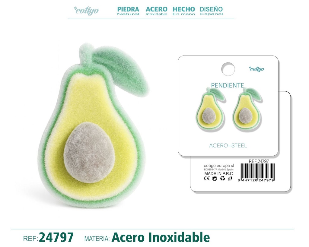 Pendiente de terciopelo con accesorio de acero inoxidable - Joyería de moda