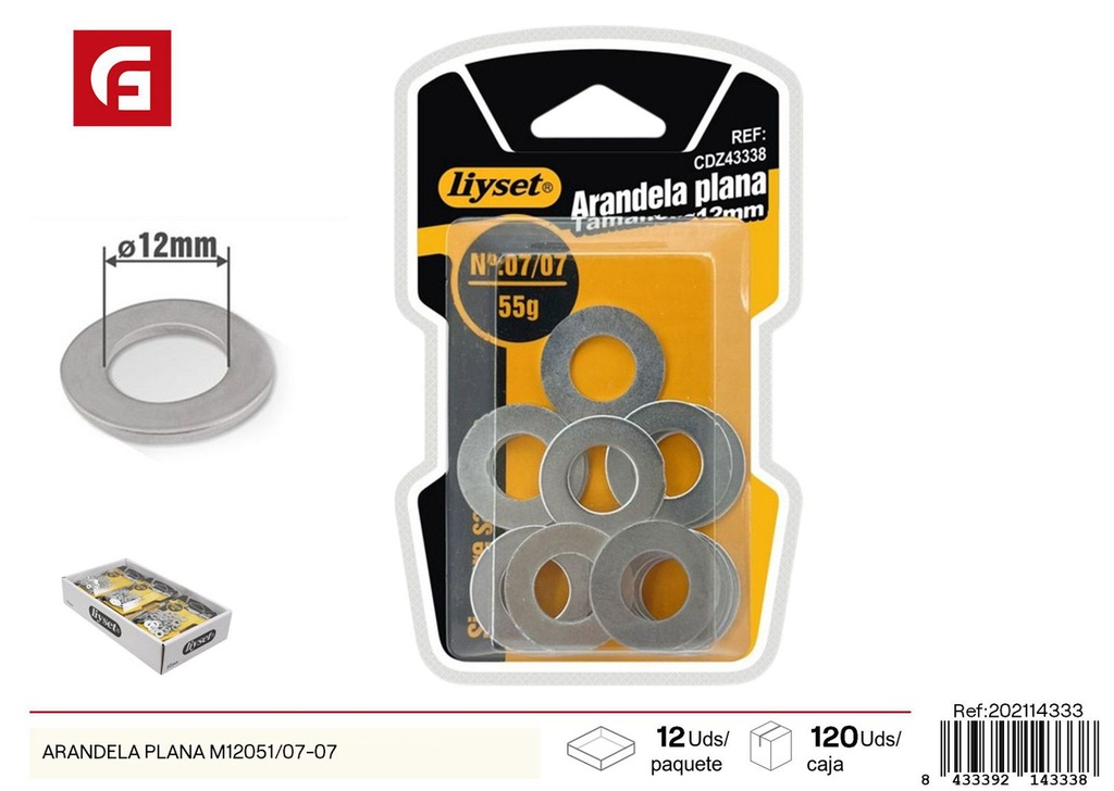 Arandela plana M12 - Accesorios para ferretería