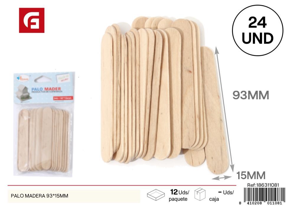 Palo de madera 93x15mm - Artículos de manualidades y creatividad