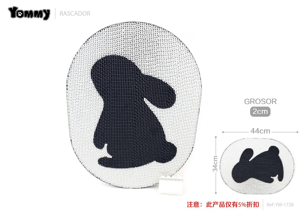 Rascador en forma de conejo para gato 44x34x2 cm - Juguete para mascotas
