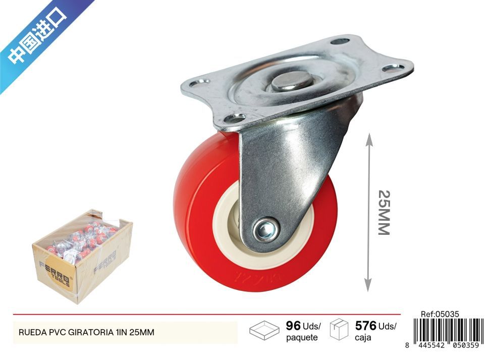 Rueda giratoria de PVC 1 pulgada (25 mm) - Accesorios de ferretería