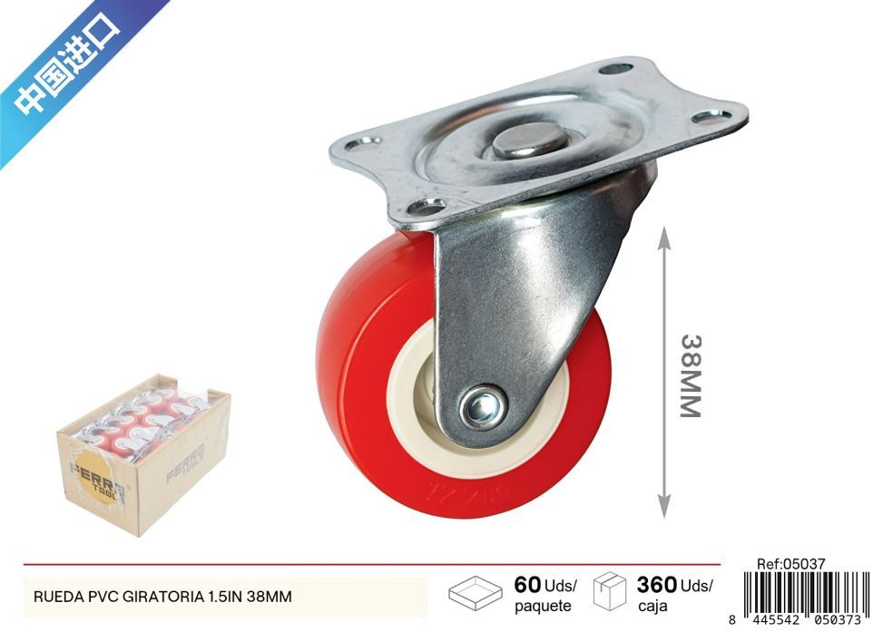 Rueda giratoria de PVC 1.5 pulgadas (38 mm) - Accesorios de ferretería
