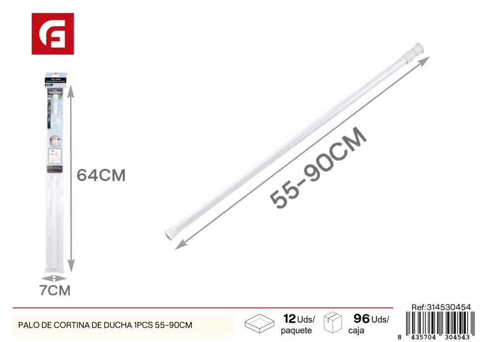Palo de cortina de ducha extendido 55-90 cm - Accesorios de baño