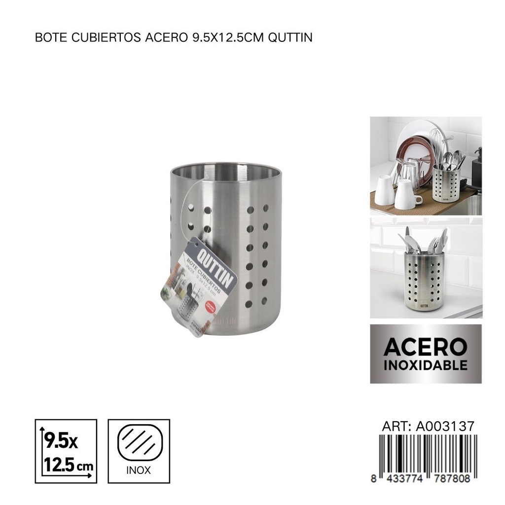 Bote para cubiertos de acero inoxidable 9.5x12.5 cm - Accesorios de cocina y almacenamiento