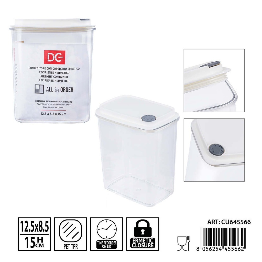 Recipiente hermético transparente 950 ml 12.5x8.5x15 cm - Accesorios de cocina