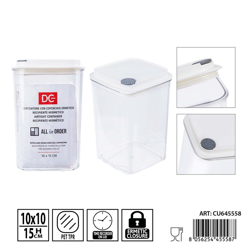 Recipiente hermético transparente 950ml 10x15 cm - Tarro de almacenamiento para cocina