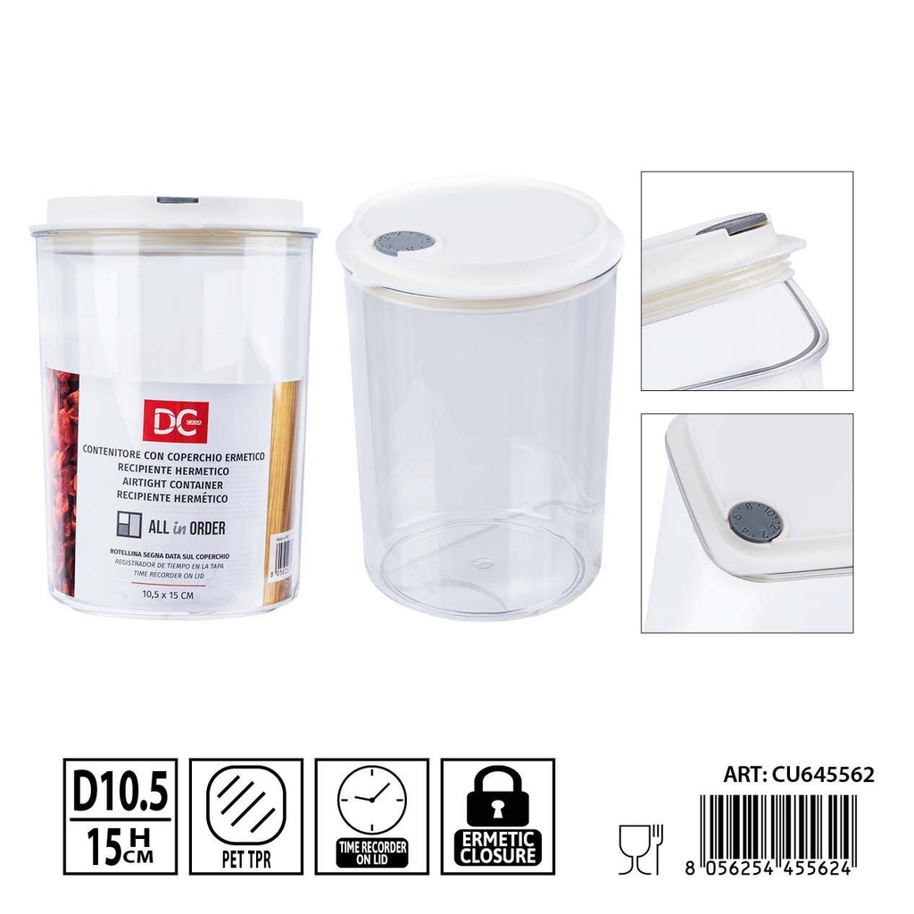 Recipiente hermético transparente 10.5x15 cm - Tarro de almacenamiento para cocina