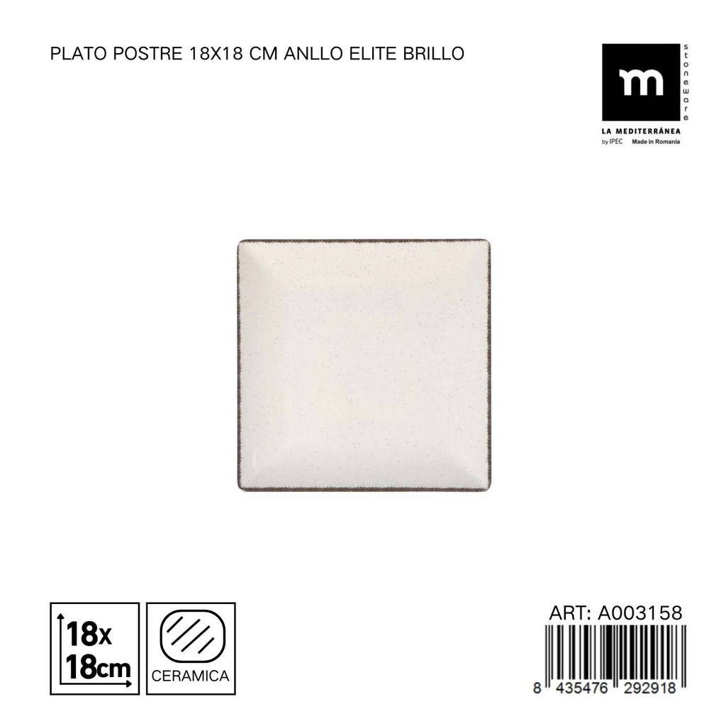 Plato de postre de cerámica 18x18 cm ANLLO Elite - Decoración de mesa elegante