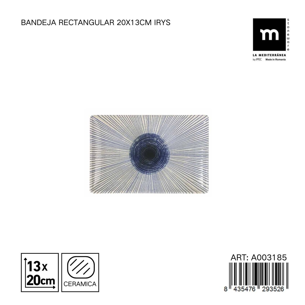 Bandeja rectangular de cerámica 20x13 cm IRYS - Utensilio para servir en mesas