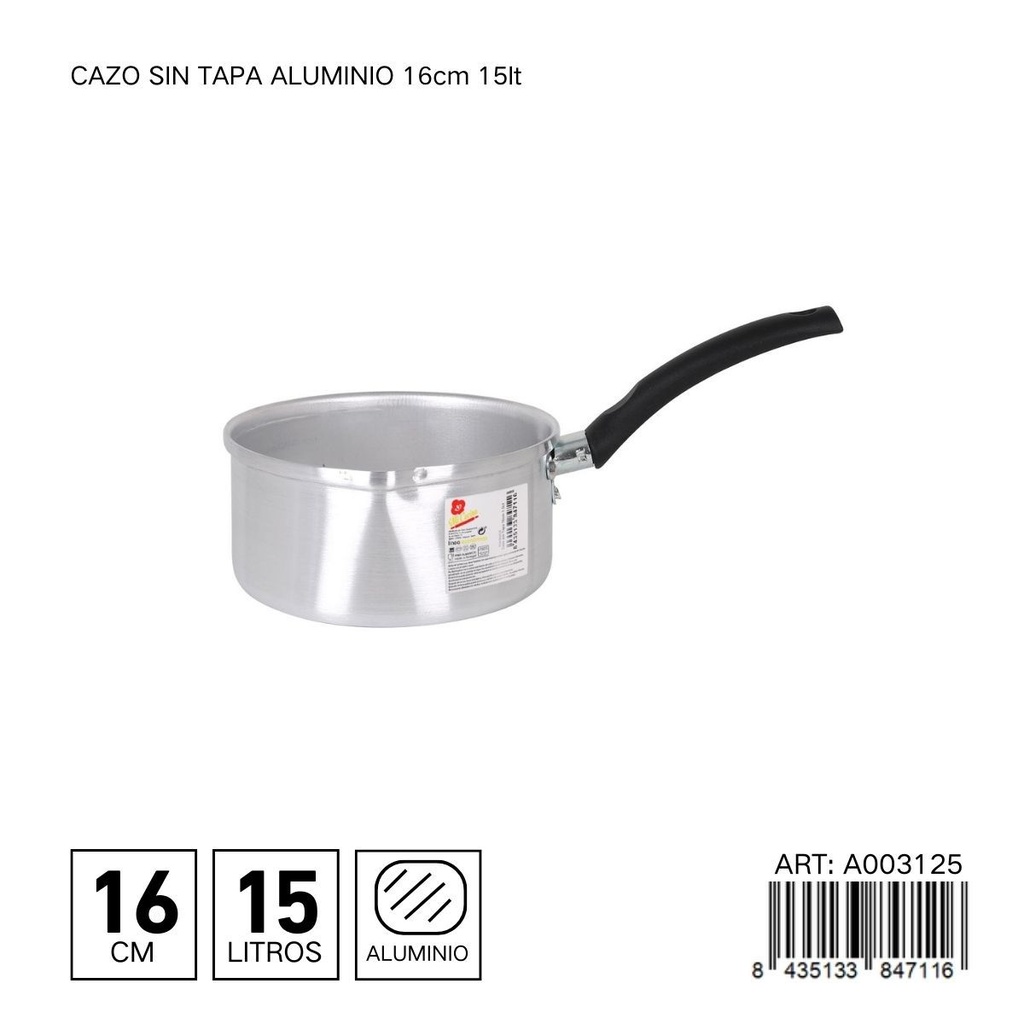 Cazo sin tapa de aluminio de 16 cm y 15 L - Utensilios de cocina
