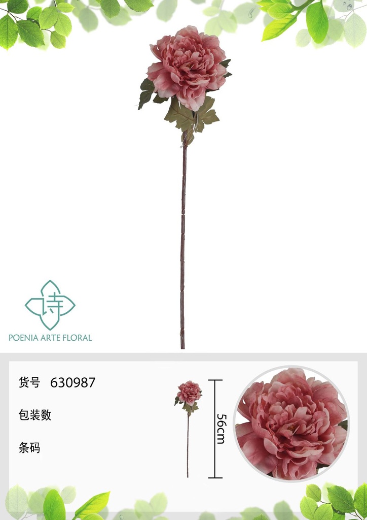 Flor artificial de peonía otoñal rosa - Decoraciones y artificios