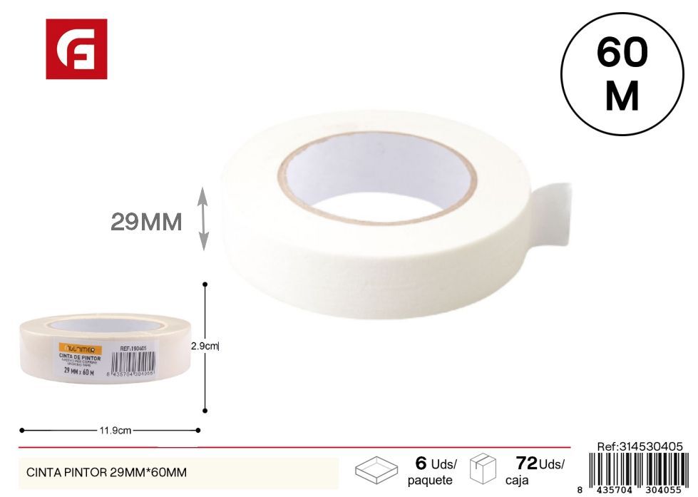 Cinta de pintor 29mm*60mm - Herramientas de ferretería