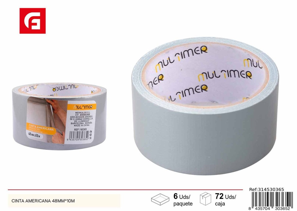 Cinta americana gris 48mm*10m - Herramientas de ferretería