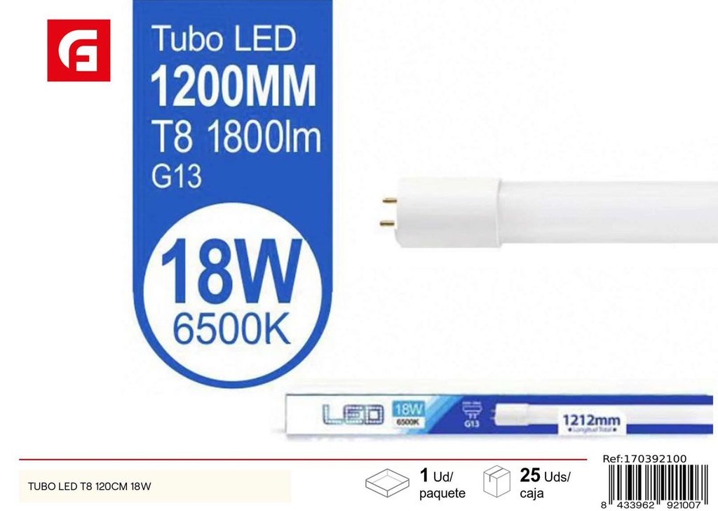 Tubo LED T8 120 cm 18W - Iluminación interior
