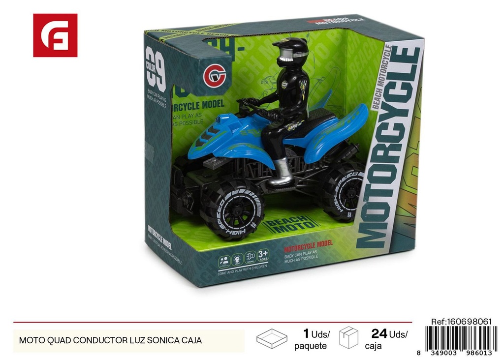 Moto quad con conductor, luces y sonido en caja - Juguetes de acción y vehículos de aventura