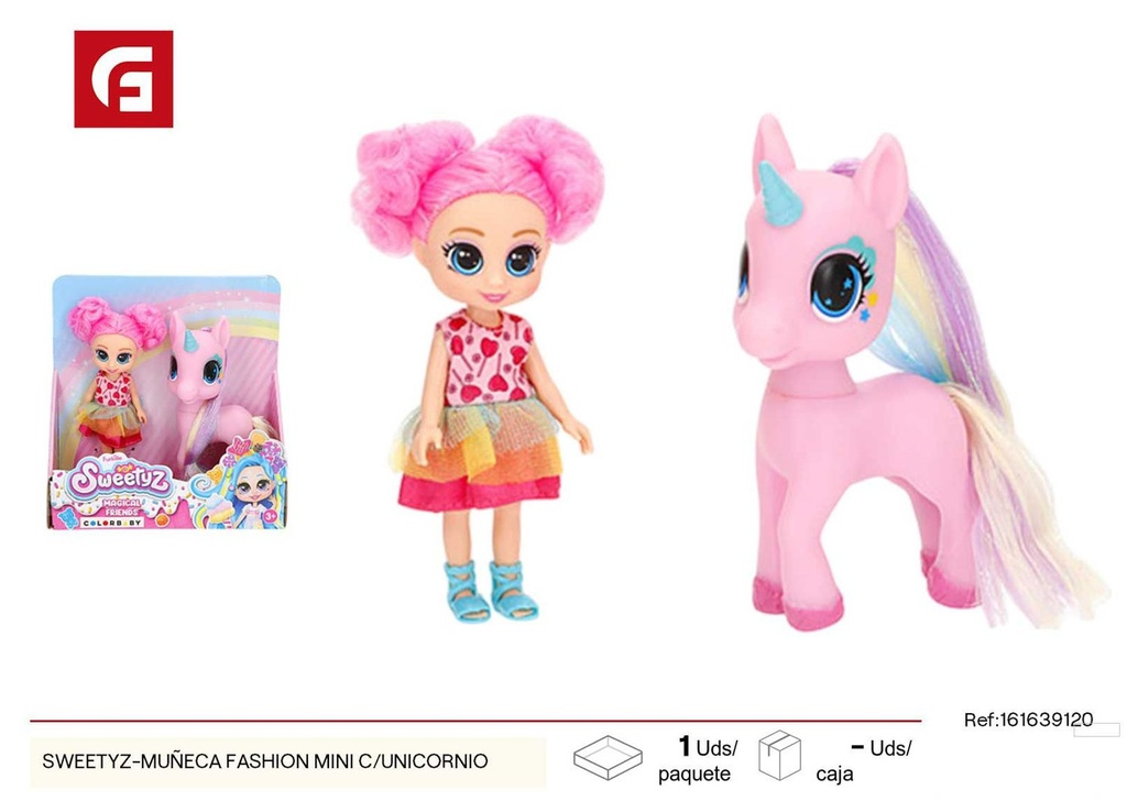 Muñeca de moda mini con unicornio de la serie Sweetyn - Juguetes para niñas y estilo