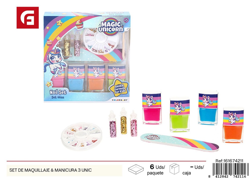 Set de maquillaje y manicura de 3 piezas - Creatividad y diversión para niños