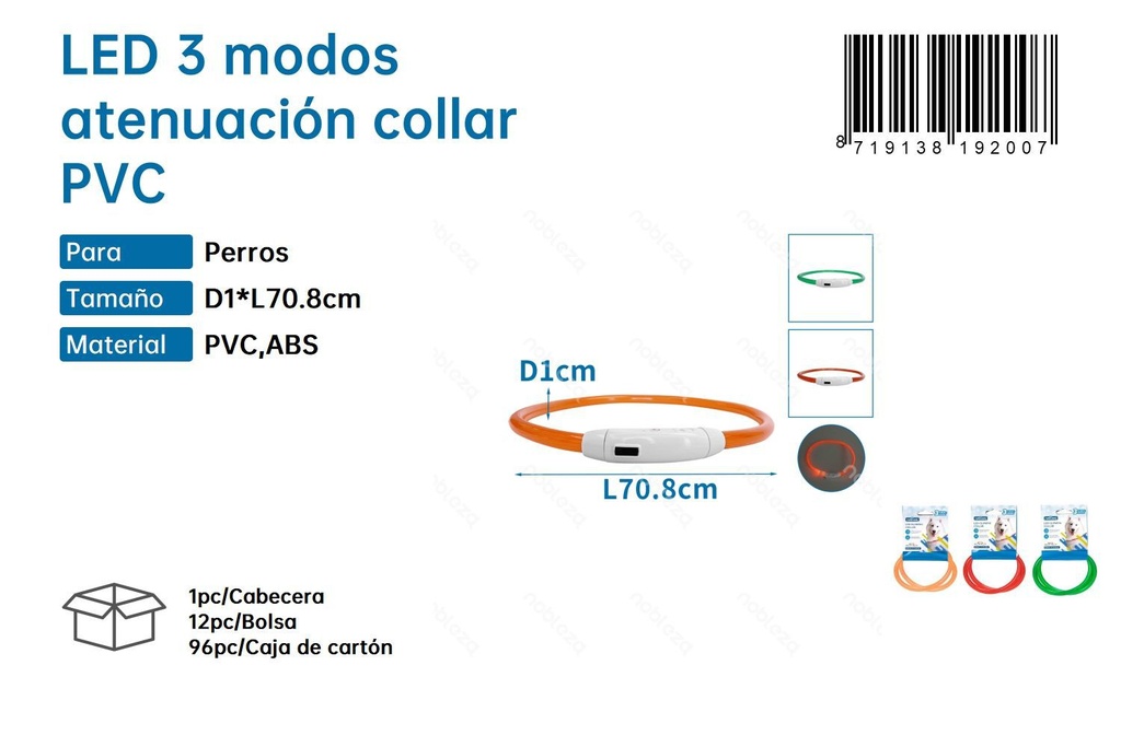 Collar LED 3 modos de PVC - Accesorios de visibilidad para mascotas 
