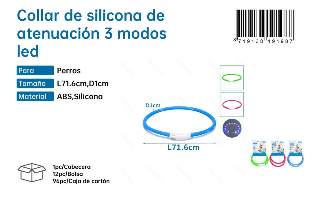 Collar de silicona atenuación 3 modos LED - Seguridad y moda en la noche