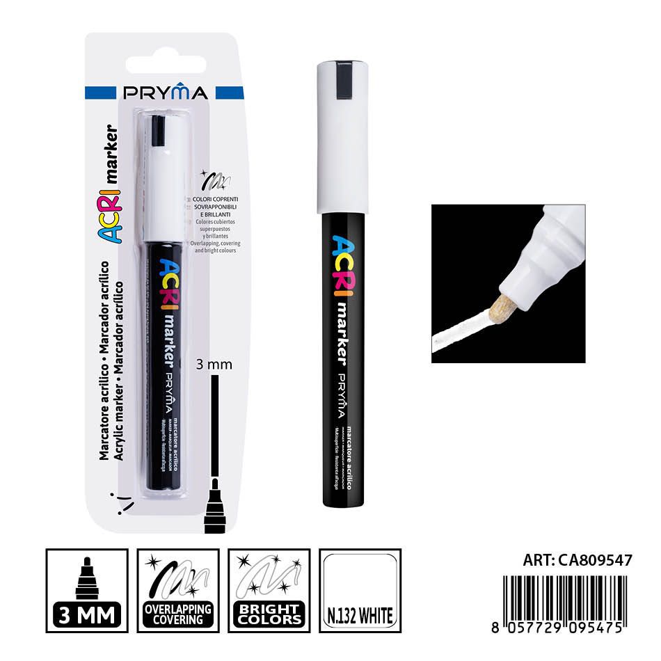Marcador acrílico blanco 3 mm - Suministros de escritura y arte