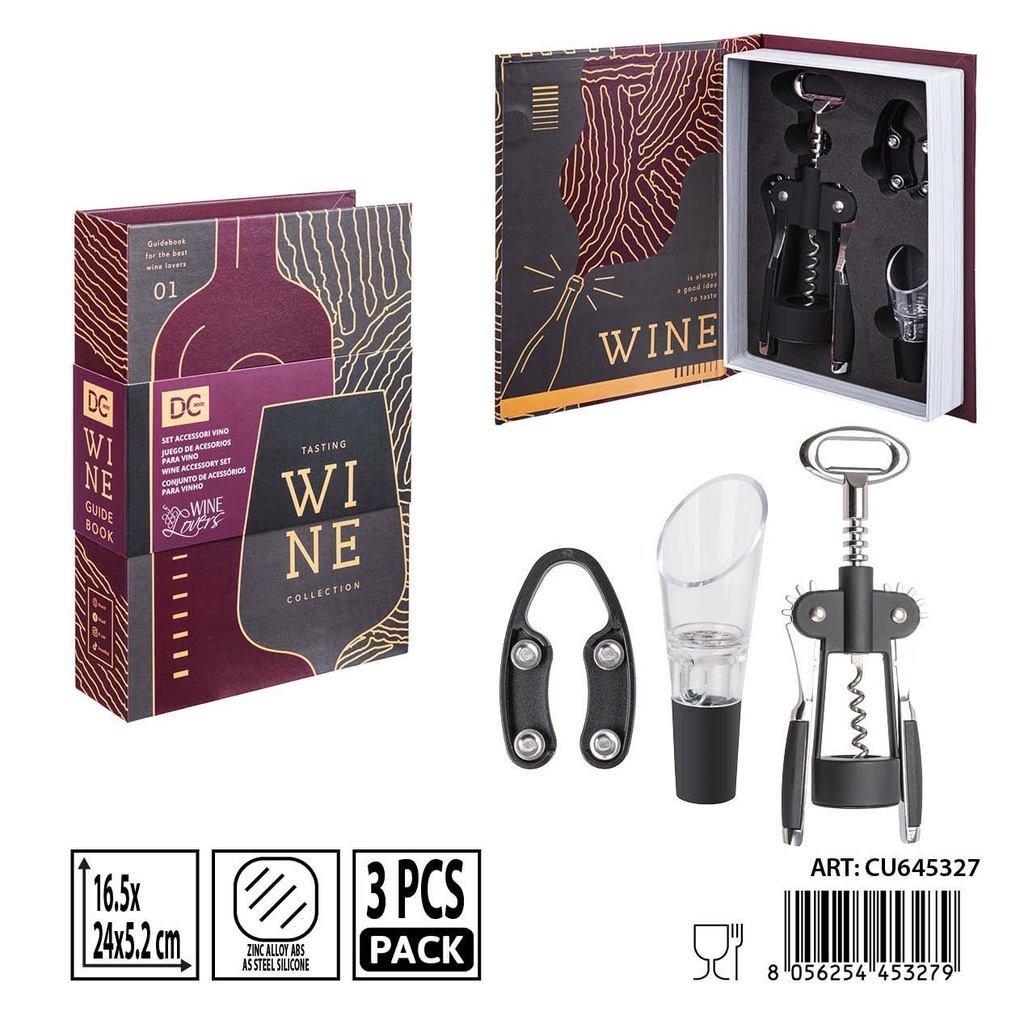 Accesorios para vino set de 3 piezas 16.5x24x5.2 cm DC CASA - Utensilios de cocina