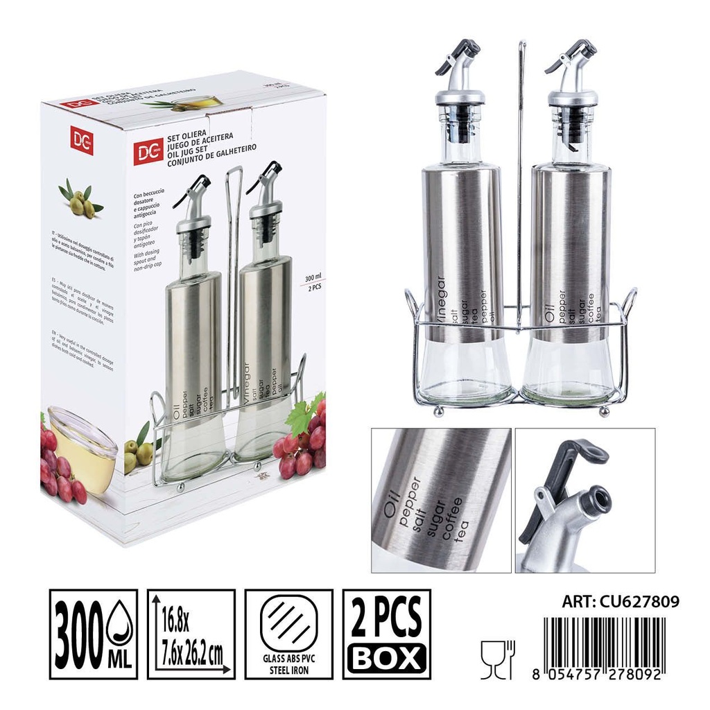 Set de aceiteras y vinagreras 2PZ 300 ml - Utensilios de cocina y almacenamiento