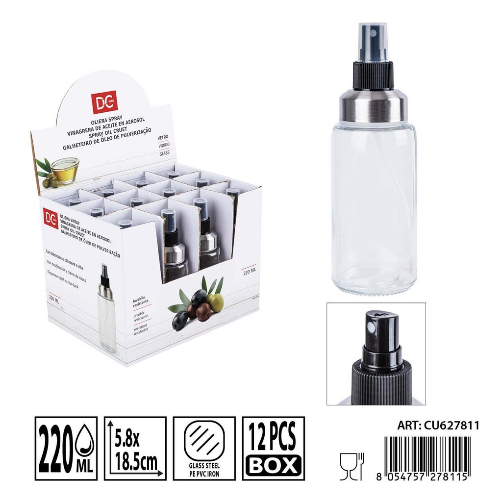 Vinagrera de cristal 5.8x13 cm 220ml DC CASA - Utensilios de mesa