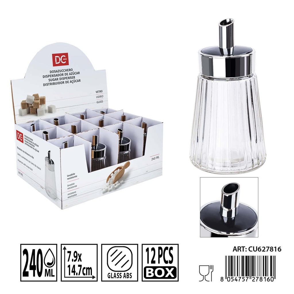 Azucarero de cristal 7.9x14.7 cm 240ml DC CASA - Utensilios de mesa