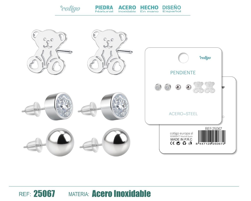Pendientes de acero inoxidable (3 pares) - Joyería de acero y accesorios