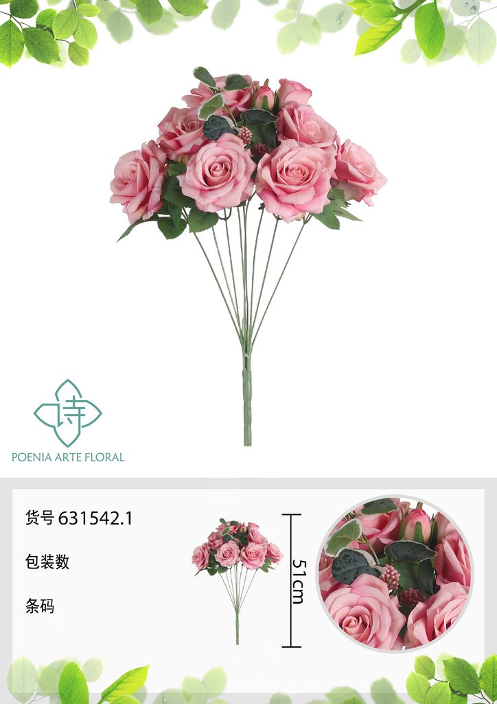 Ramo de rosas artificiales 51 cm de primavera - Novedades en decoración 