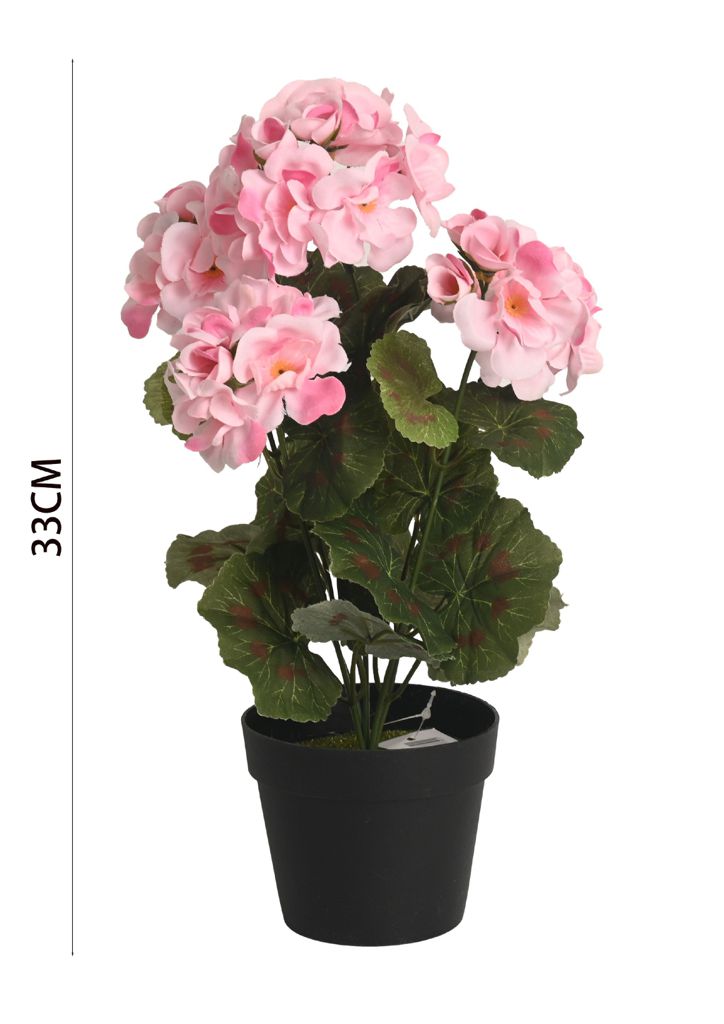 Geranio artificial en maceta - Planta decorativa en maceta 
