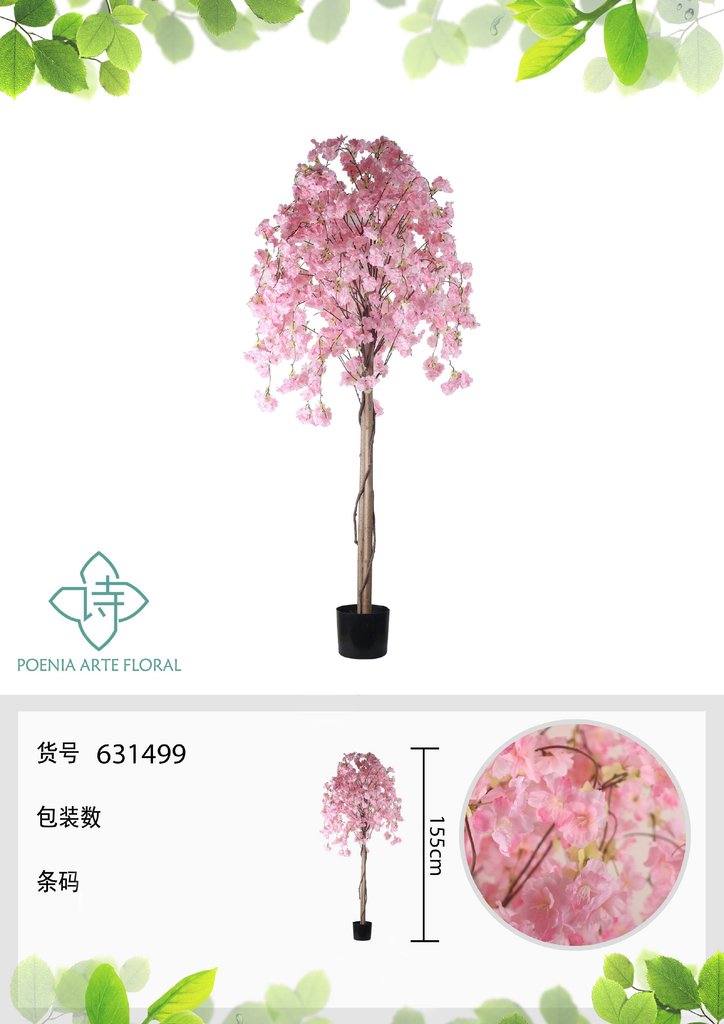 Rama de melocotón artificial de 155 cm - Planta decorativa 